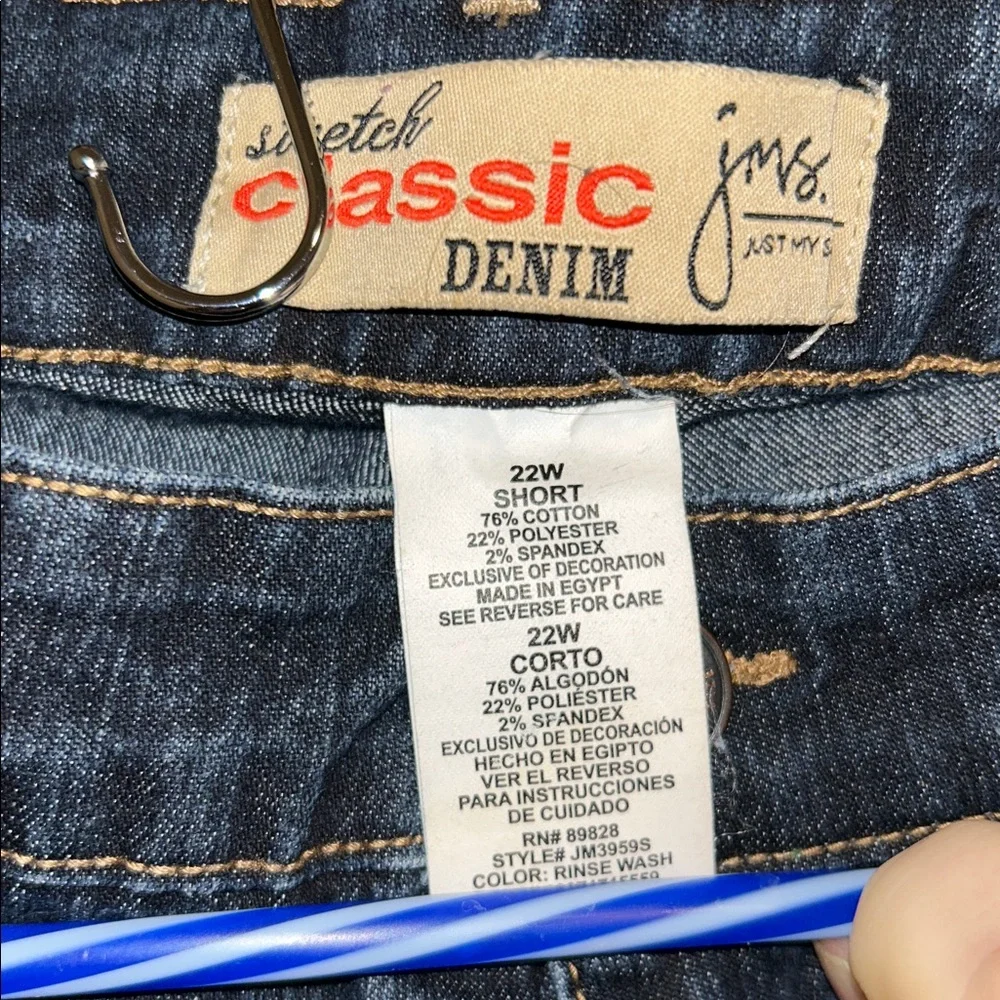 JMS Size 22W Short Classic Stretch Denim CottonPolyester SpandexDistressedJeans